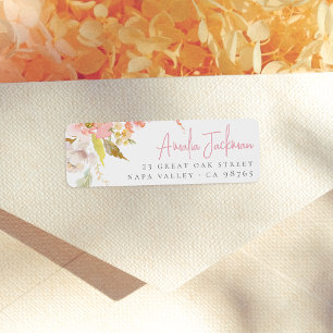 Etiqueta Pétalas Florais Elegantes em Aquarela Endereço de