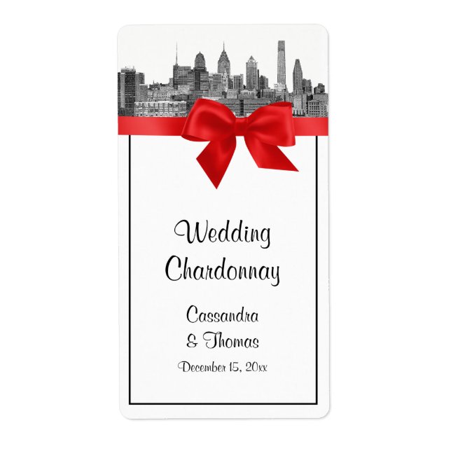 Etiqueta Philadelphia Skyline Etch BW Red Wine (Frente)