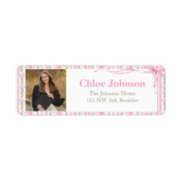 Etiqueta Photo Graduation Return Address Labels Pink Bow