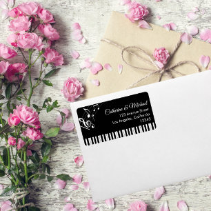 Etiqueta Piano Chaves Musicais Casamento Preto e Branco