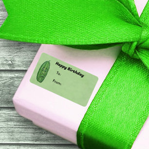 Etiqueta Picada Verde Antropomórfica de Aniversário com Ros