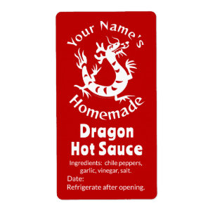 Etiqueta Picante Dragão Seu Nome AsiáticoMolho Quente Perso