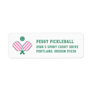 Etiqueta Pickleball rosa e verde