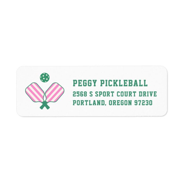 Etiqueta Pickleball rosa e verde (Frente)