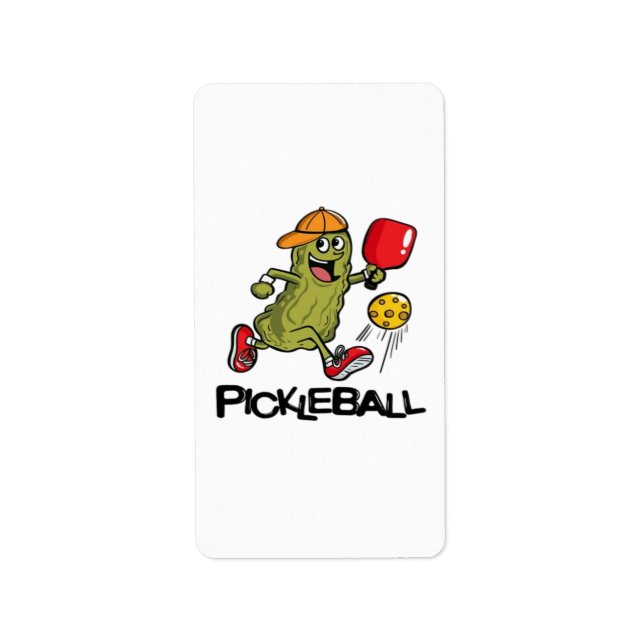 Etiqueta Picles Engraçados Jogando Pickleball  (Frente)