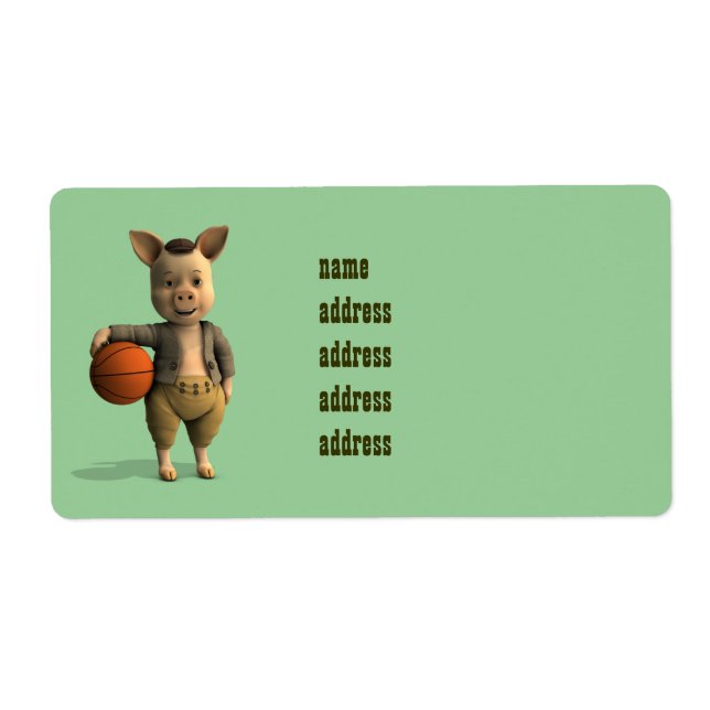 Etiqueta Piglet Basketballer (Frente)