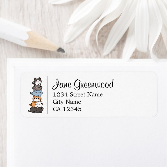 Etiqueta Pilha De Nome E Endereço Dos Gatos (Insitu)