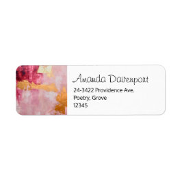 Etiqueta Pincel Artístico Trave Endereço Dourado e Rosa