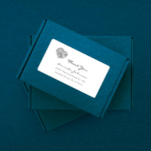 Etiqueta Pincel Metálico de Cinza de Prata - Obrigado