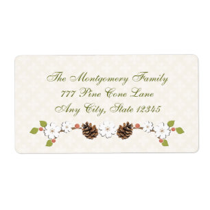 Etiqueta Pine Cone, Flor Laurel e Berries