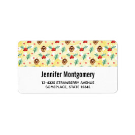 Etiqueta Pine Cones e Holly Natal Patterno