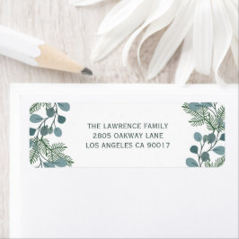 Etiqueta Pine Eucalyptus Foliage Endereço de Natal