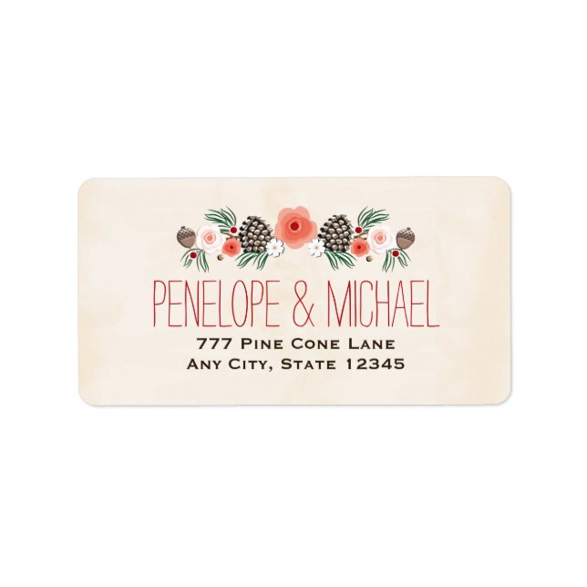 Etiqueta Pine Floral de inverno Natal (Frente)