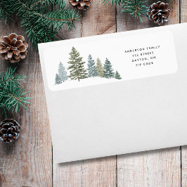 Etiqueta Pine Tree Rustic Christmas Return Address