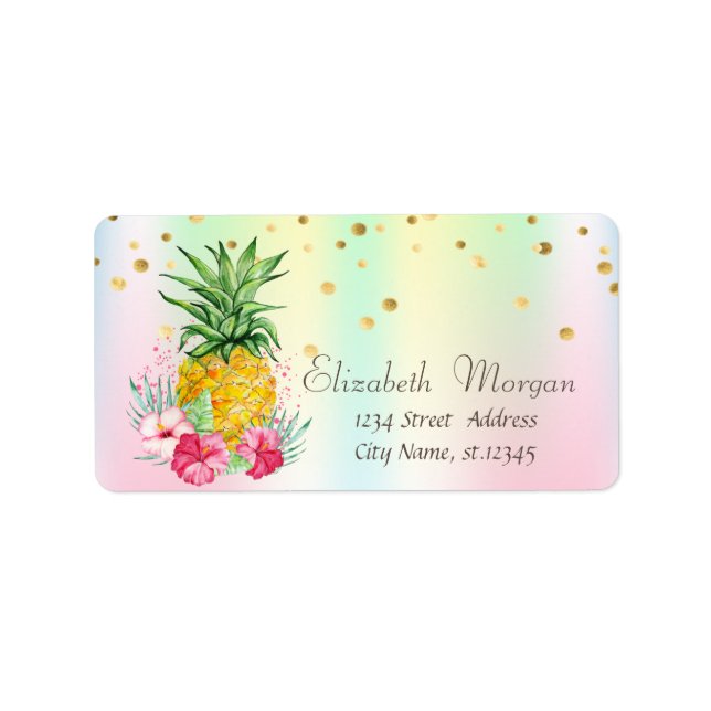 Etiqueta Pineapple Hibiscus Confetti Holographic (Frente)
