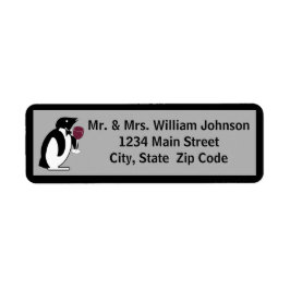 Etiqueta Pinguim Com Vidro De Vinho