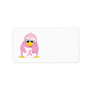 Etiqueta Pinguim cor-de-rosa do cancro da mama