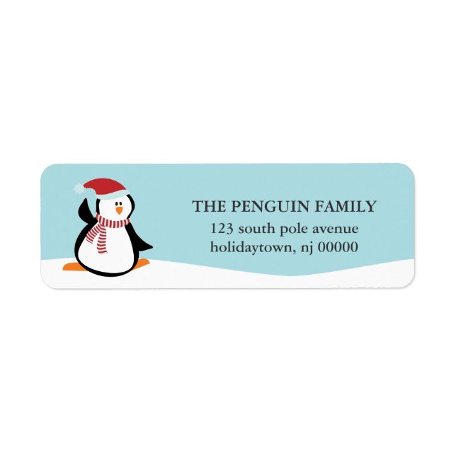 Etiqueta Pinguim de Natal bonito (Frente)