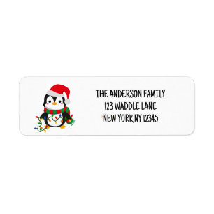 Etiqueta Pinguim de Natal feliz e brilhante