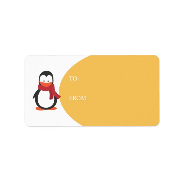 Etiqueta Pinguim Feriado de Presente Marigold (Frente)