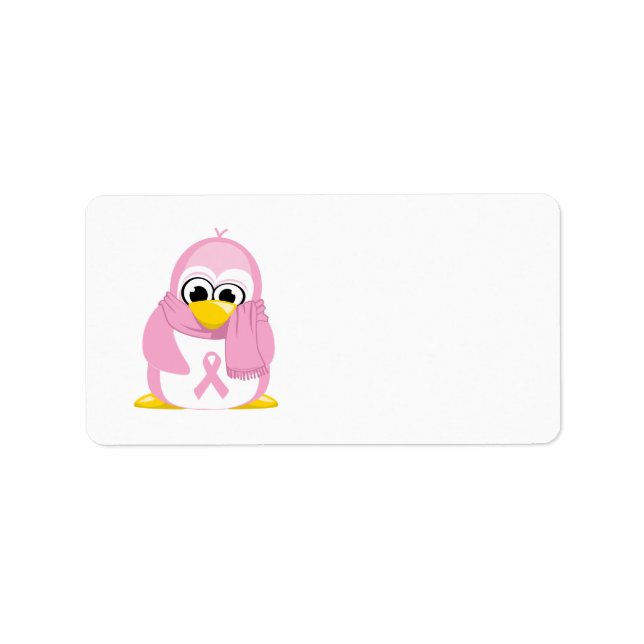 Etiqueta Pinguim rosa do Cancer da mama (Frente)