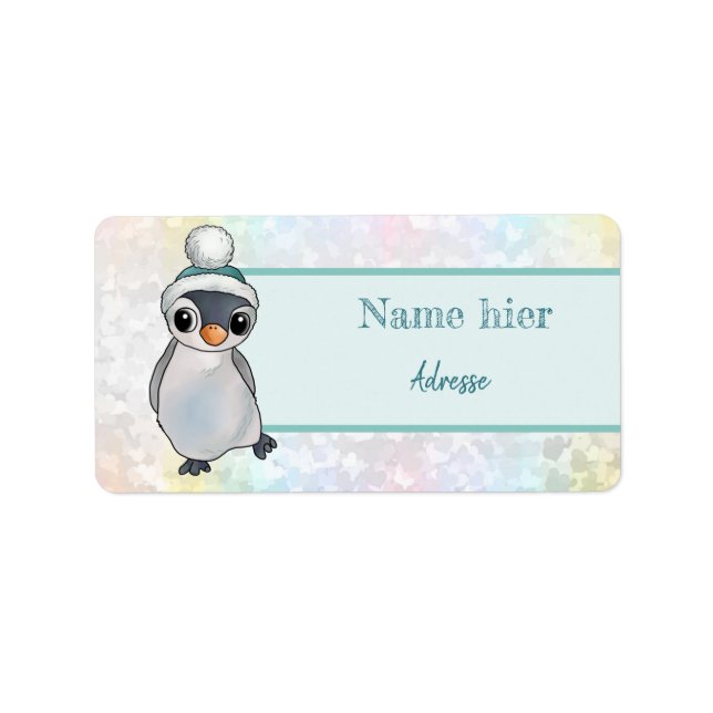 Etiqueta Pinguin mit Mütze (Frente)