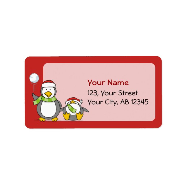 Etiqueta Pinguins de neve de Natal (Frente)