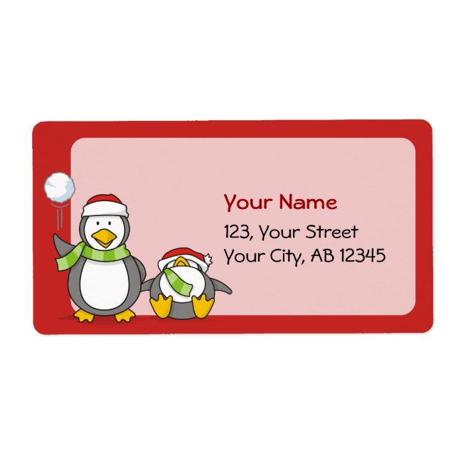 Etiqueta Pinguins de neve de Natal (Frente)