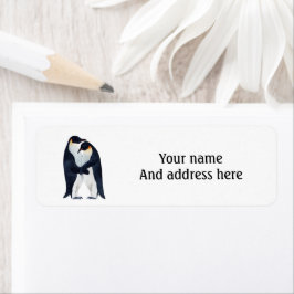 Etiqueta Pinguins Imperadores de Casal de Aquarela