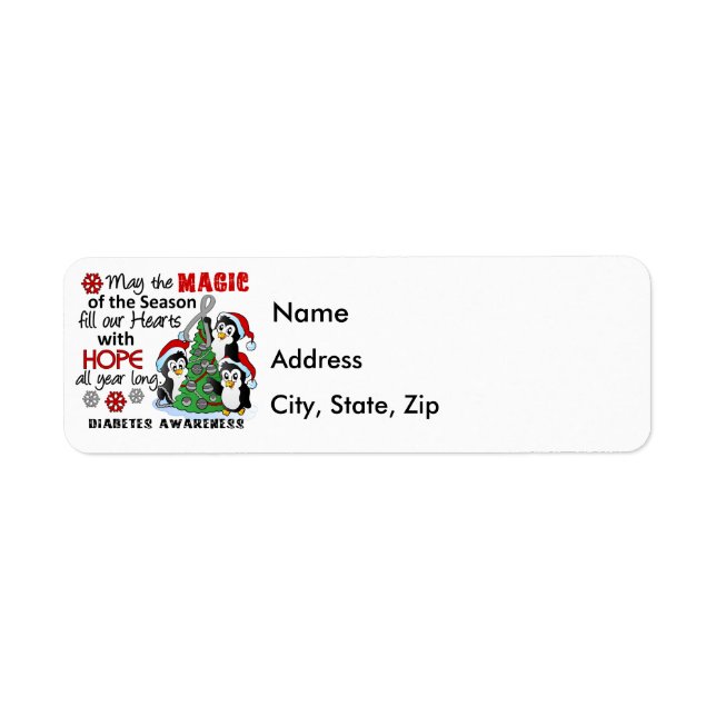 Etiqueta Pinguins Natal Diabetes (Frente)