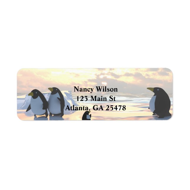 Etiqueta Pinguins relaxando em uma placa de gelo (Frente)