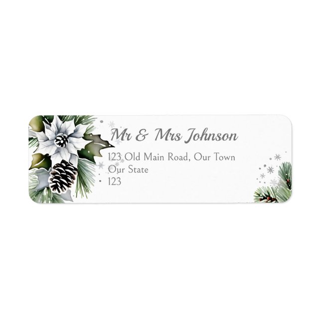 Etiqueta Pinheiros brancos de neve elegantes (Frente)