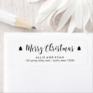 Etiqueta Pinheiros de Natal Pretos e Brancos