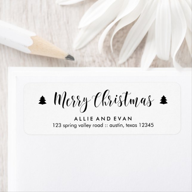 Etiqueta Pinheiros de Natal Pretos e Brancos (Insitu)