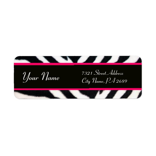 ETIQUETA PINK BLACK WHITE ZEBRA FUR MONOGRAMA (Frente)