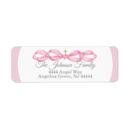 Etiqueta Pink Bow Baptism Envelope Return Address Label