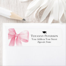 Pink Bow Graduation Return Address