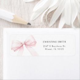Etiqueta Pink Bow Graduation Watercolor Address Label