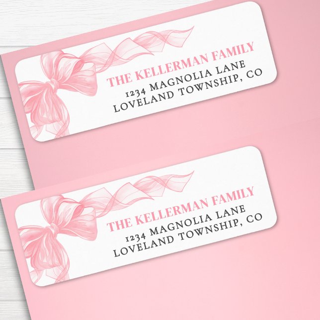 Etiqueta Pink Bow Return Address (Pink Bow Return Address label)