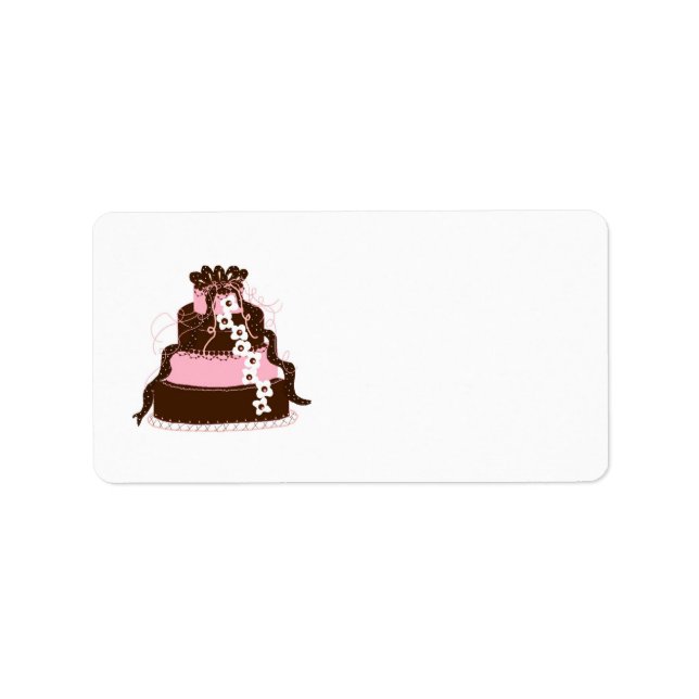 Etiqueta Pink Elegante e Bolo de Chocolate (Frente)