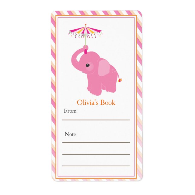 Etiqueta Pink Elephant Bookplate (Frente)