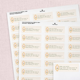 Etiqueta Pink Flower Orange Ogee Antique Serif Text