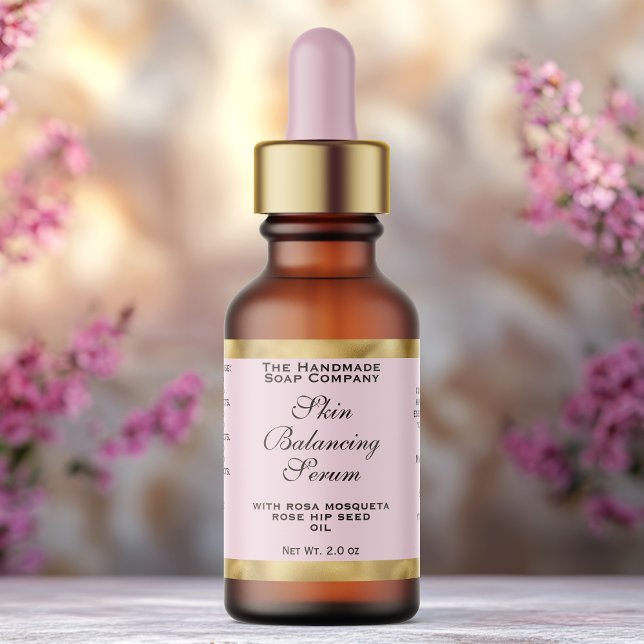 Etiqueta Pink & Gold Small Dropper Bottle Label  (Criador carregado)