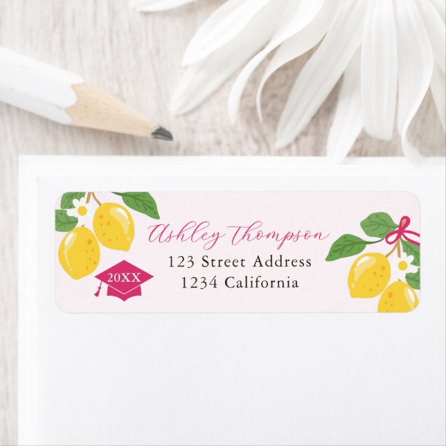 Etiqueta Pink Lemon Citrus Graduation Party (Insitu)