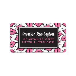 Etiqueta Pink Lip Kiss Lipstick e distribuidor de beleza pe