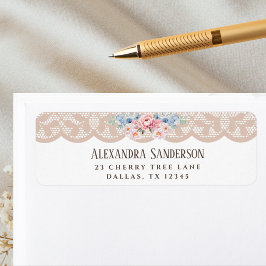 Etiqueta Pink Peony Beige Vintage Lace Endereço de Devoluçã