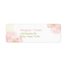 Etiqueta Pink Peony Blooms Endereço de Devolução de Casamen