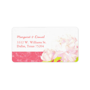Etiqueta Pink Peony Floral Wedding Endereço