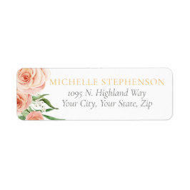 Etiqueta Pink Rose Floral Bridal Shower Return Address
