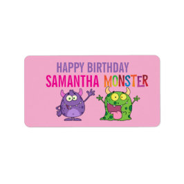 Etiqueta Pink violet monster Fun kids